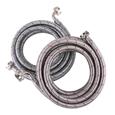 Hausen 144-Inch Stainless steel Washing machine connector 12FT - Elbow, Washing Machine Supply Line HA-WM-104